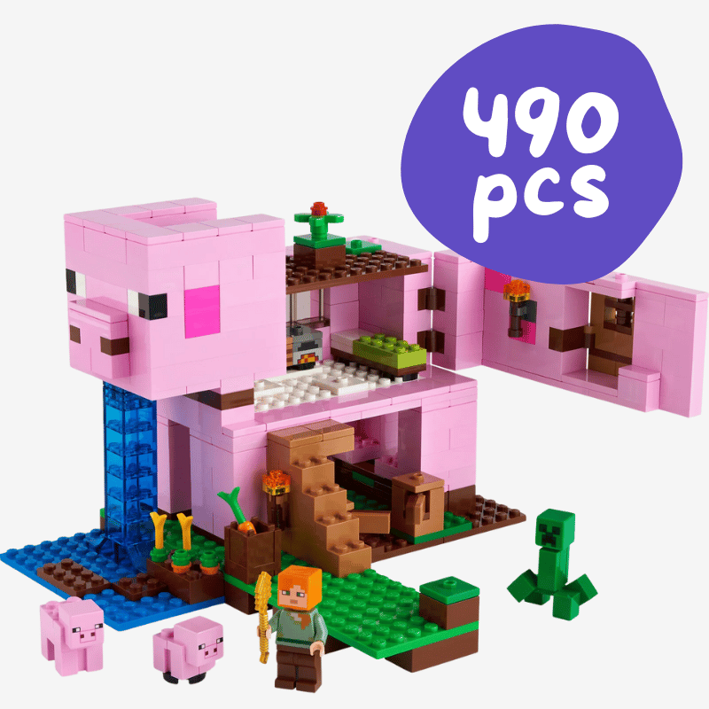 Piggy House Set - 490pcs Interlocking Building Blocks