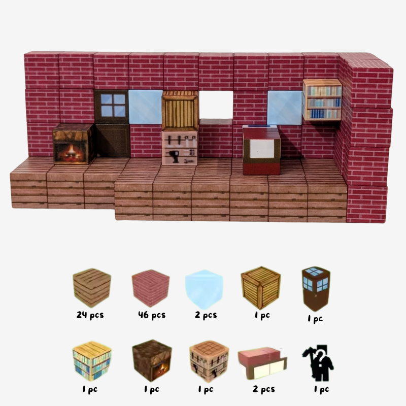 Red Brick Cabin Set - 80pcs