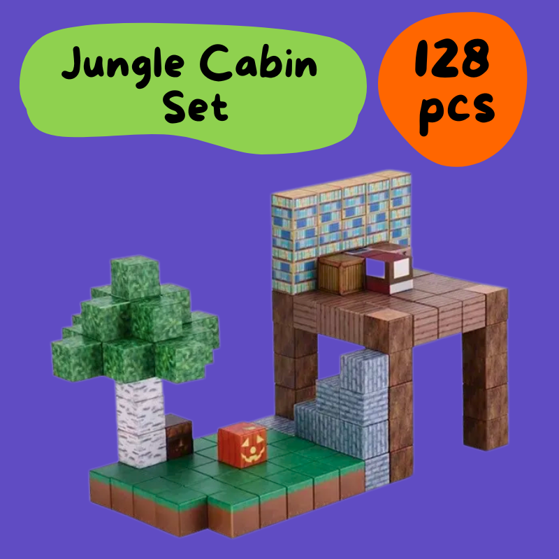 Jungle Cabin Set - 128pcs, 2.5cm