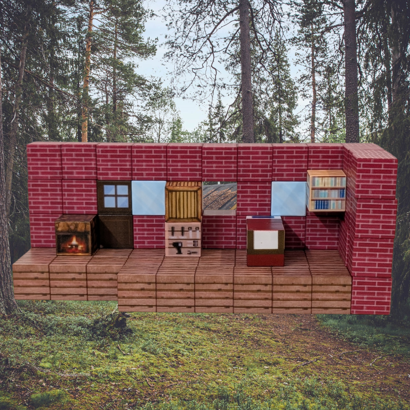 Red Brick Cabin Set - 80pcs