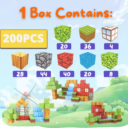 Magnetic Building Blocks Set - 100pcs (Larger Sized Blocks)