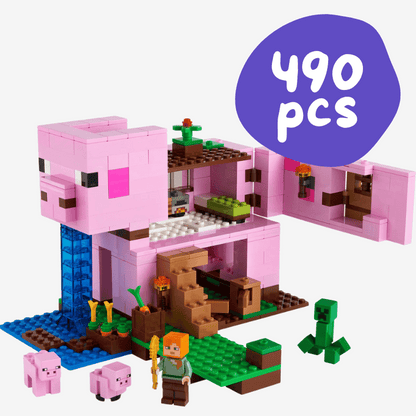 Piggy House Set - 490pcs Interlocking Building Blocks