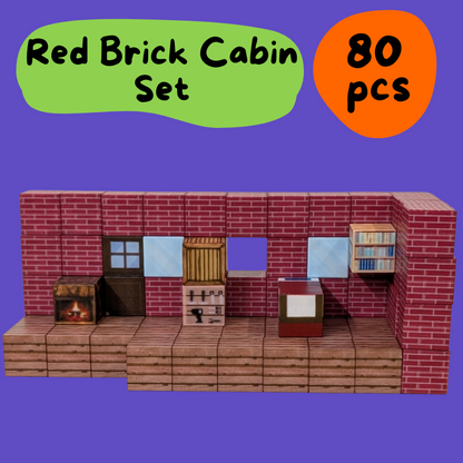 Red Brick Cabin Set - 80pcs
