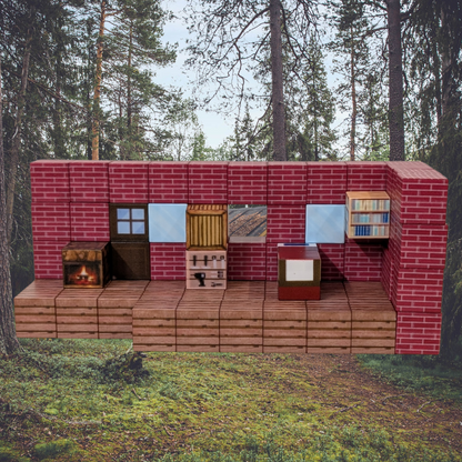 Red Brick Cabin Set - 80pcs