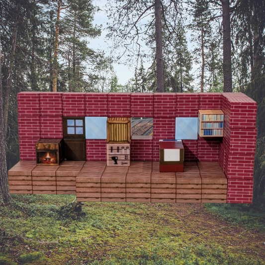 Red Brick Cabin Set - 80pcs